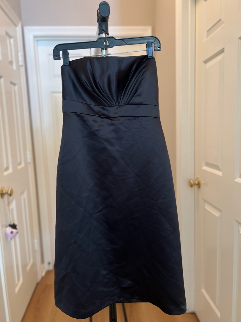 ALFRED SUNG Black Strapless Satin A-Line Dress (Prom, Graduation, Wedding Guest)